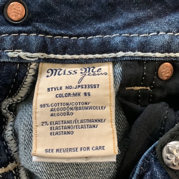 Miss Me Embroidered & Embellished Rhinestones Pockets Blue Denim Skinny-26 - Picture 12 of 14